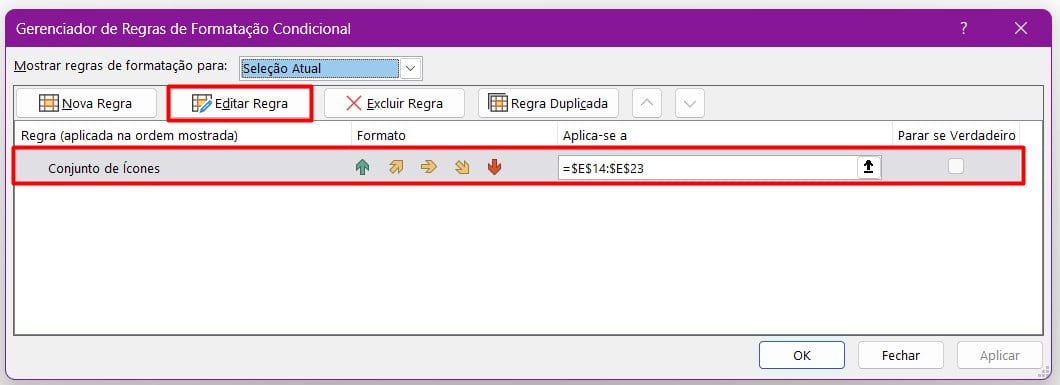 Gerenciando Regra de Formatação Condicional no Excel